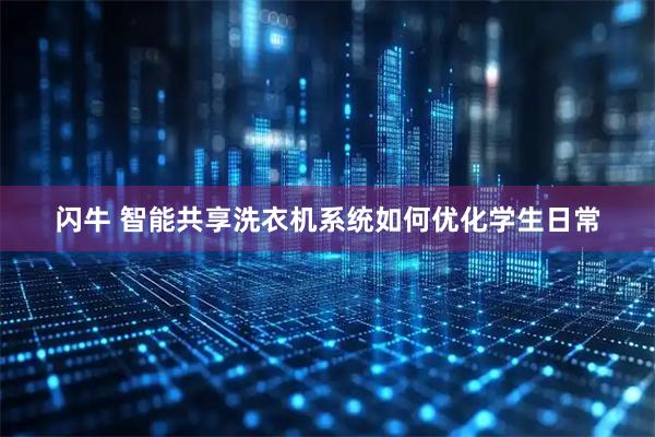 闪牛 智能共享洗衣机系统如何优化学生日常