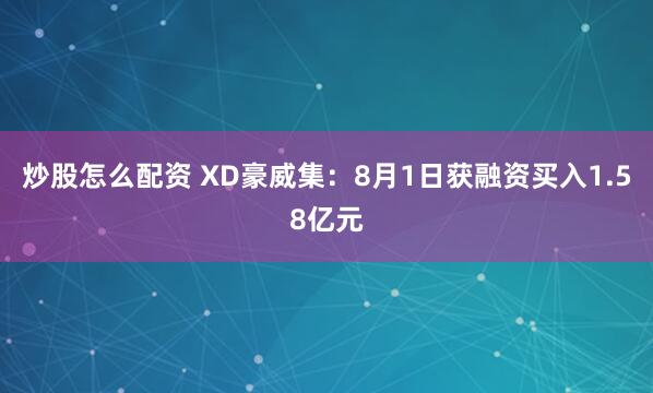 炒股怎么配资 XD豪威集：8月1日获融资买入1.58亿元