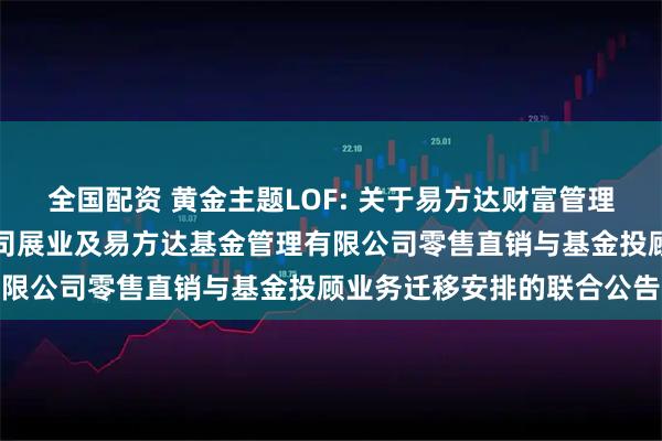全国配资 黄金主题LOF: 关于易方达财富管理基金销售（广州）有限公司展业及易方达基金管理有限公司零售直销与基金投顾业务迁移安排的联合公告